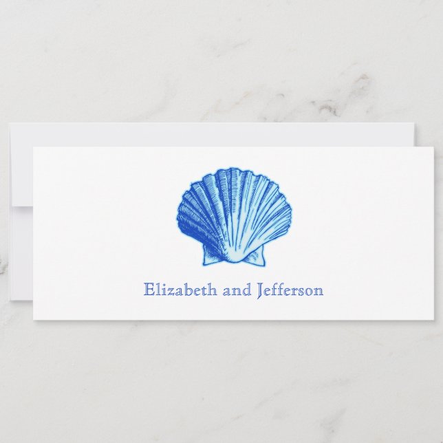 Bimini Blue Shell Wedding Invitation (Front)