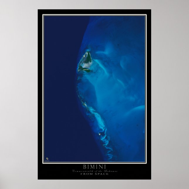 Bimini Island Bahamas From Space Satellite Map Poster (Front)