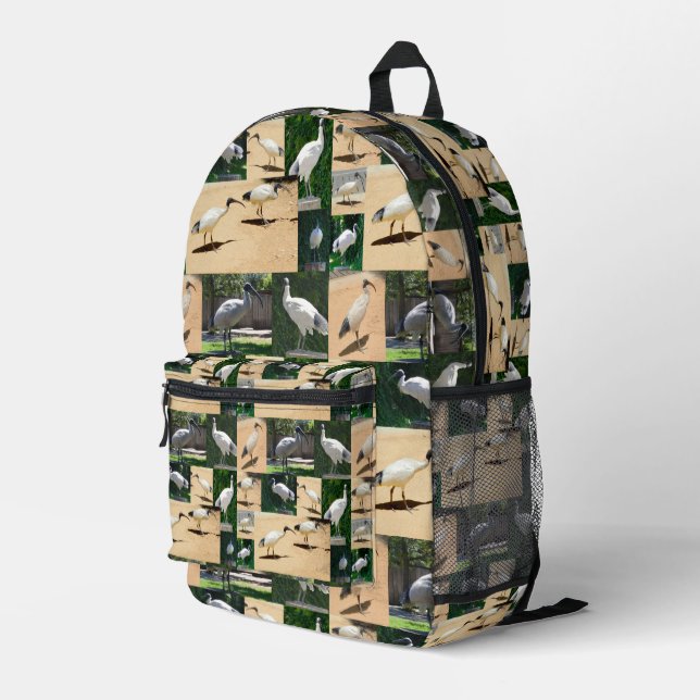 Bin Chicken Chronicles: Photo Collage Of The Ibis  Printed Backpack (Back Corner Right)