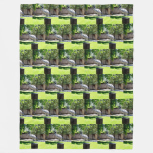 Bin Chicken (ibis) On A Tree Stump,  Fleece Blanket