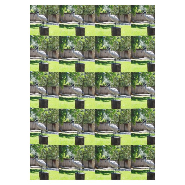 Bin Chicken (ibis) On A Tree Stump,   Tablecloth (Front)