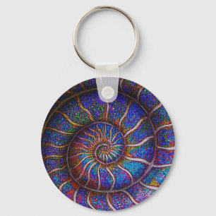 Binary Ammonite Keychain