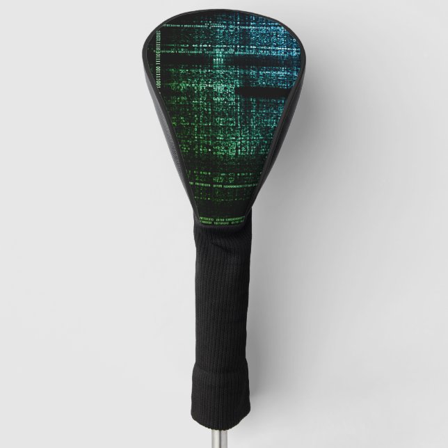 Binary Bliss Black and Green Golf Head Cover (Front)
