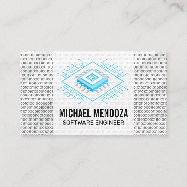 Binary Code | AI Chip Tech Business Card (Front)