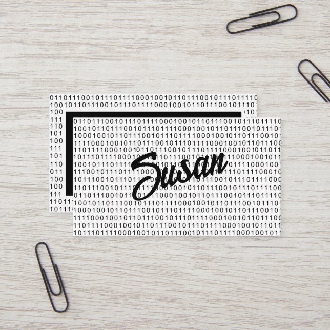 Binary Code black white stripes Business Card (Front/Back In Situ)