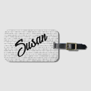 Binary Code black white stripes Luggage Tag