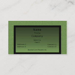 Binary Code Business Card, Green Business Card