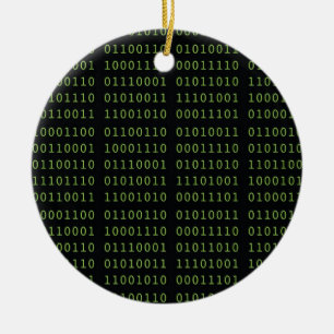 Binary Code Christmas with Name Ceramic Ornament
