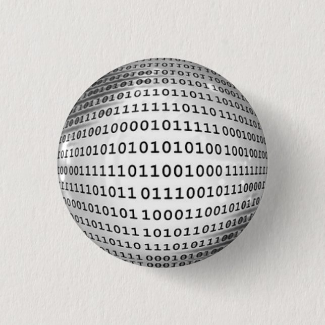 Binary Code Computer Language 1 Inch Round Button (Front)