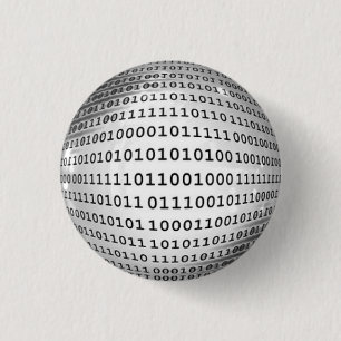 Binary Code Computer Language 1 Inch Round Button