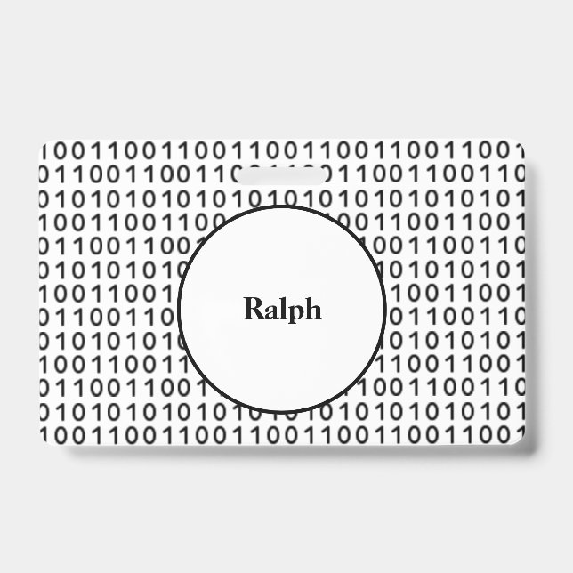 Binary Code Computer Language with Name Badge (Front)