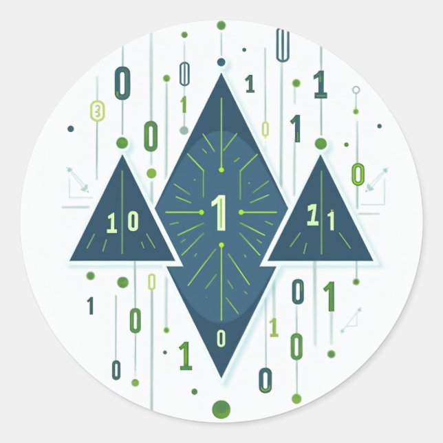 Binary Code Geometric Pattern for Programmers and  Classic Round Sticker (Front)