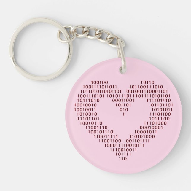 Binary Code Heart Keychain (Front)