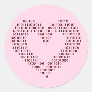 Binary Code Heart Sticker Set