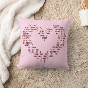 Binary Code Heart Throw Pillow