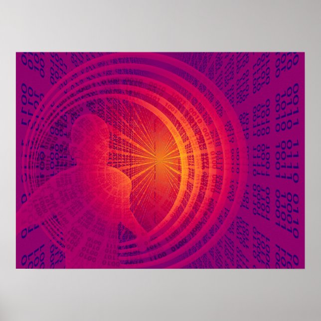 Binary Code Hi-Tech Abstract Design Poster (Front)