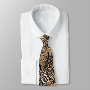 Binary Code In Shades of Brown for Geeks Tie