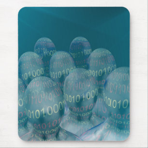 binary code ,man and digital communications . mouse pad