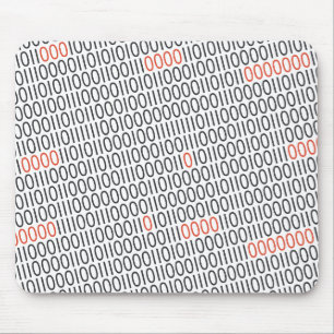 Binary Code Pattern Black Red on any Colour Mouse Pad