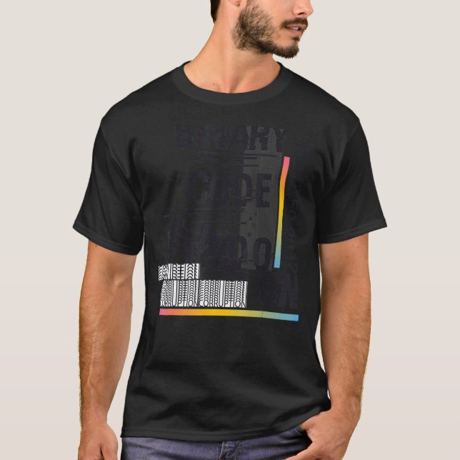 Binary Code Retro Computer Geek Programmer Nerd Te T-Shirt (Front)