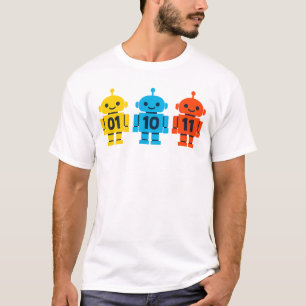 Binary Code Robots 01 10 11 Cute Tech Design T-Shirt
