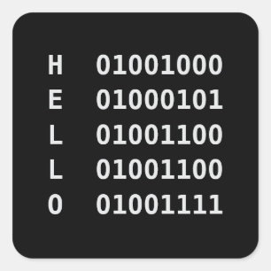 Binary Code Square Sticker