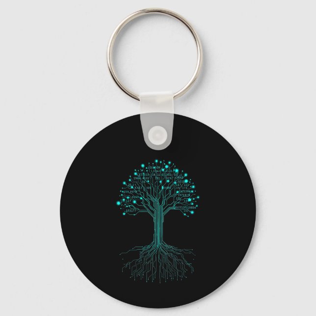 Binary Coding Programmer Graphic Design for Coders Keychain (Front)