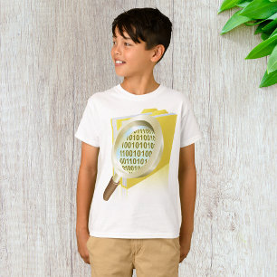 Binary Data Magnifying Glass Digital File Search  T-Shirt
