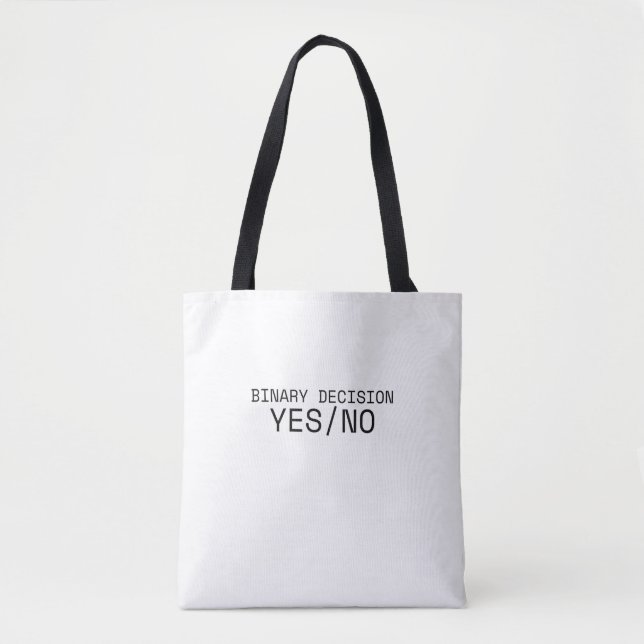Binary Decision Yes No Minimalist Canvas Tote Bag (Front)