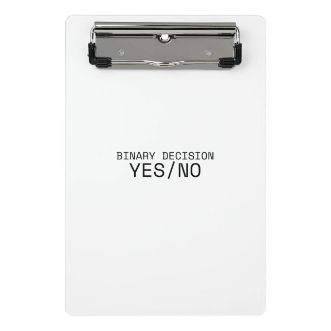 Binary Decision Yes No Minimalist Industrial  Mini Clipboard (Front)
