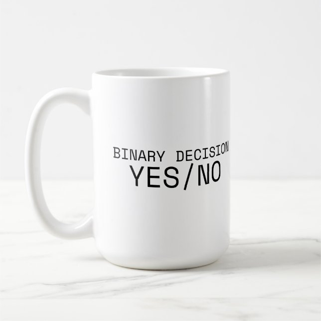 Binary Decision Yes No Minimalist Large Coffee Mug (Gauche)