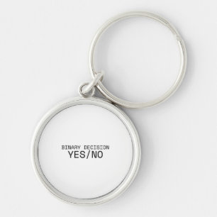 Binary Decision Yes No Minimalist Typewriter  Keychain