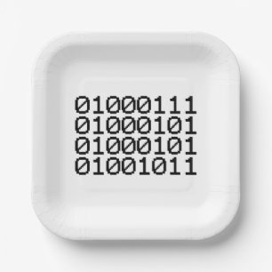 BINARY GEEK PAPER PLATE