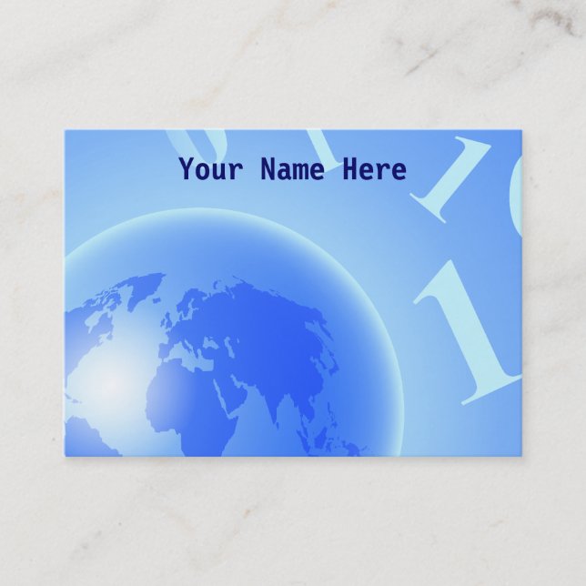 Binary Globe Background, Your Name Here Business Card (Front)