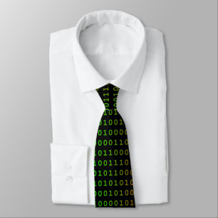 Binary Green and Red Neck Tie