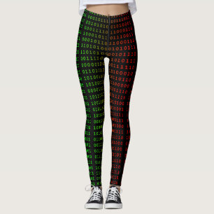 Binary Green and Red With Spaces Leggings