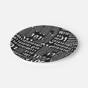 Binary in Black & White Paper Plate