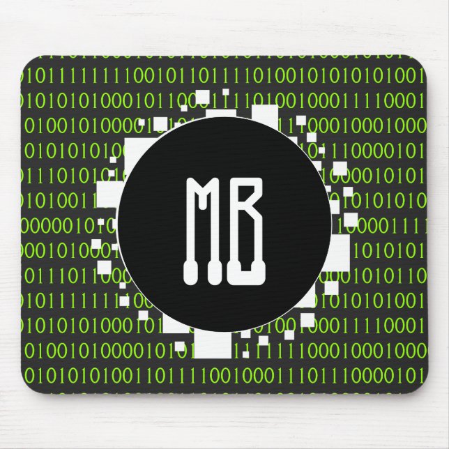 Binary Matrix White Green Digital Portal 1s 0s Mouse Pad (Front)
