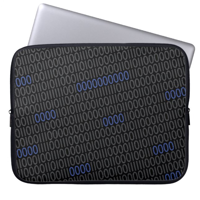 Binary numbers grey blue laptop sleeve (Front)