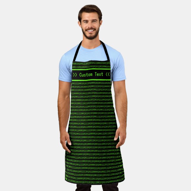 Binary on Black for Code Heroes & Gamers - Custom Apron (Worn)