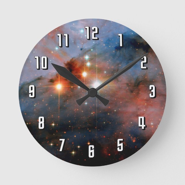 Binary Stars WR 25 & Tr16-244 - Hubble Space Photo Round Clock (Front)
