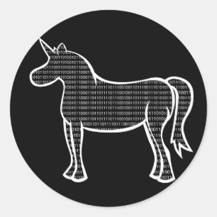 Binary Unicorn Classic Round Sticker