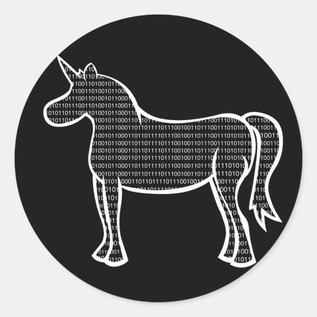 Binary Unicorn Classic Round Sticker (Front)