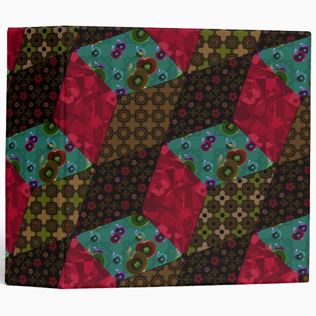 Binder Abstract patchwork quilting quilt retro vin (Front/Spine)