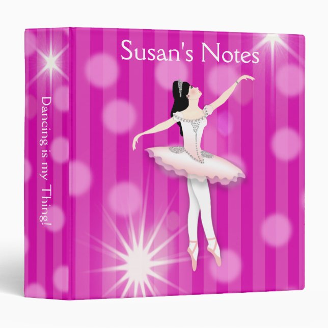 Binder, Ballerina Dancing Notebook, Name Insert Binder (Front/Spine)