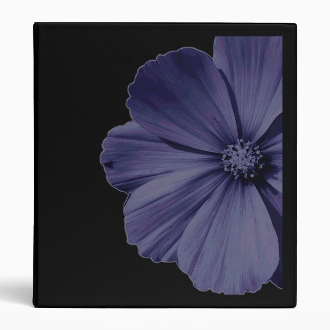Binder Blue Aster Flower Black Customizable (Front)