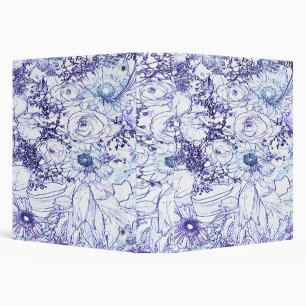Binder, Blue colour floral classic pattern design Binder