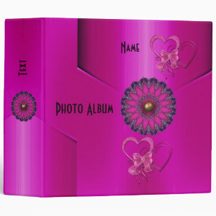 Binder Bright Pink Hearts Curve Photo Album