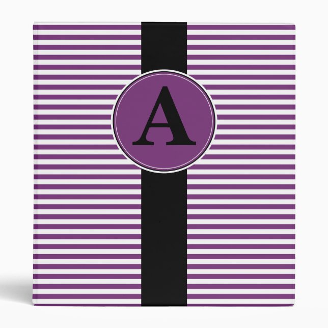 Binder, Custom Monogram Stripes Template Binder (Front)