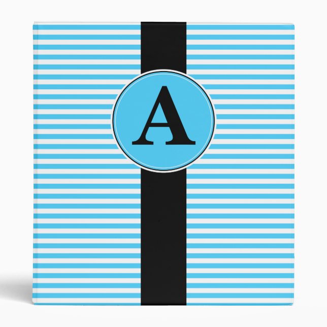 Binder, Custom Monogram Stripes Template Binder (Front)
